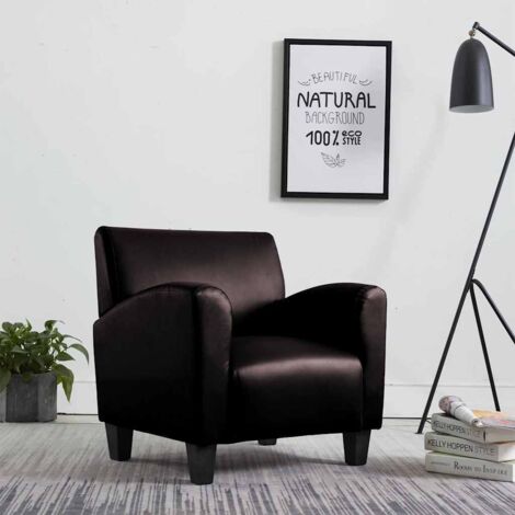 Sillón de cuero artificial marrón oscuro vidaXL