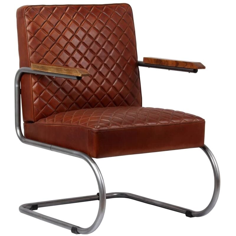 

vidaXL Sillón de Cuero Auténtico Marrón Oscuro - Marrón