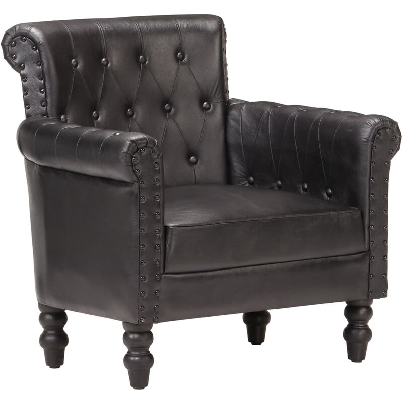 

Sillón de cuero auténtico de cabra negro
