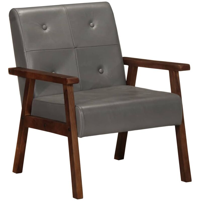 

Sillón de Cuero Auténtico Gris - Gris - Vidaxl
