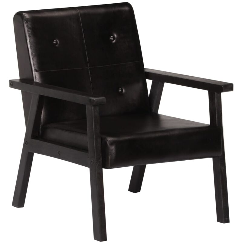 

Sillón de Cuero Auténtico Negro - Negro - Vidaxl