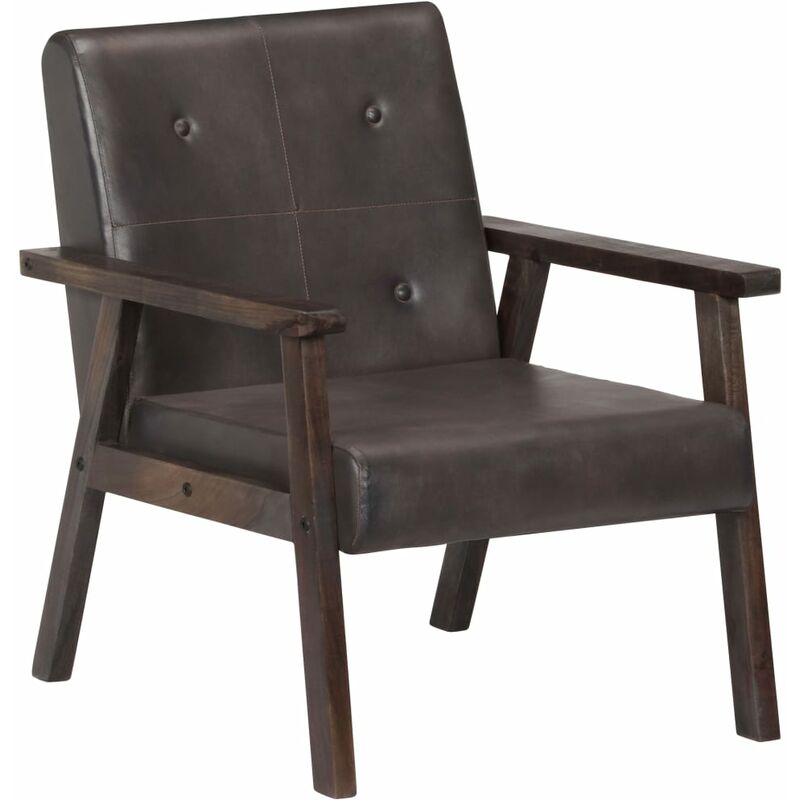 

Sillón de cuero auténtico gris