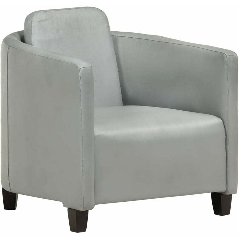 

Sillón de cuero auténtico gris