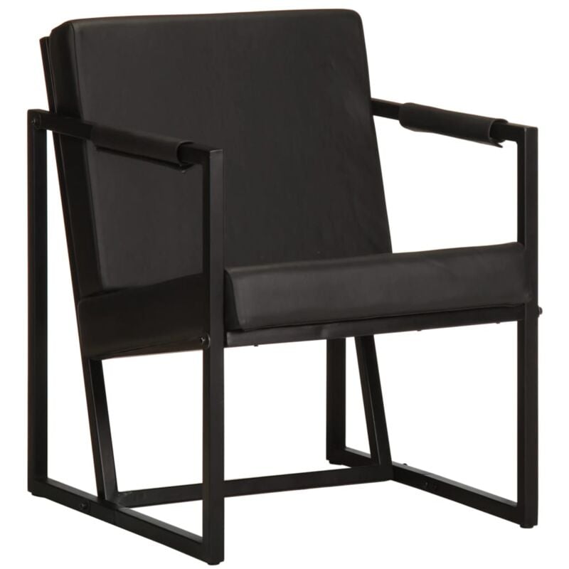 

Sillón de Cuero Auténtico Negro - Negro - Vidaxl