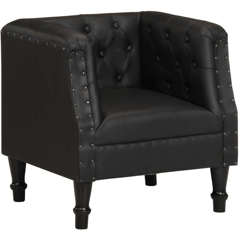 

Sillón de Cuero Auténtico Negro - Negro - Vidaxl