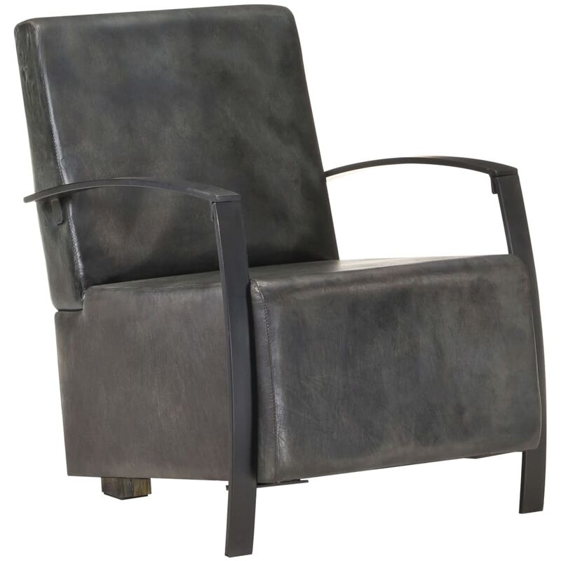 

Sillón de cuero auténtico gris envejecido
