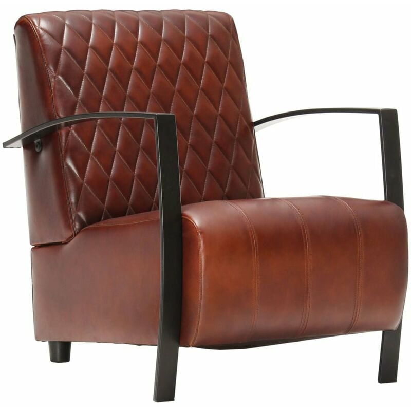 

Happyshopping - Sillon de cuero autentico marron