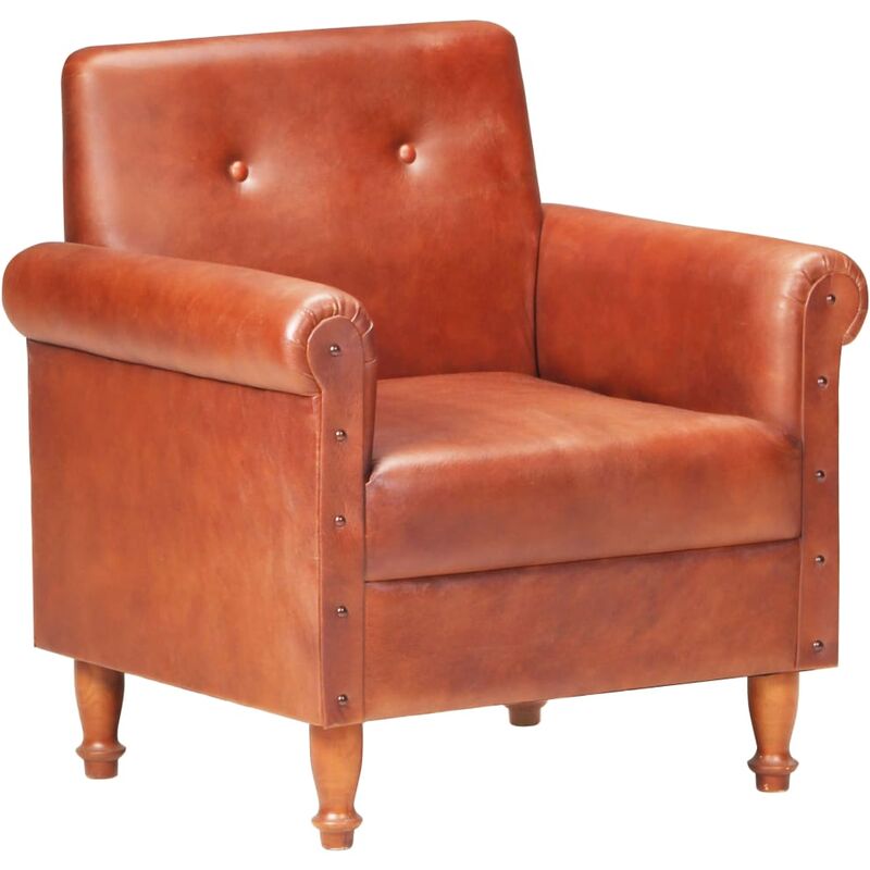 

Sillón de cuero auténtico marrón - Marrón - Vidaxl