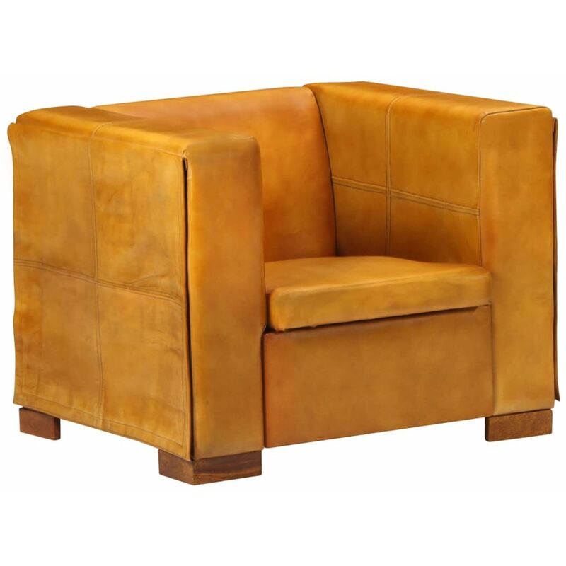 

Happyshopping - Sillon de cuero autentico marron canela