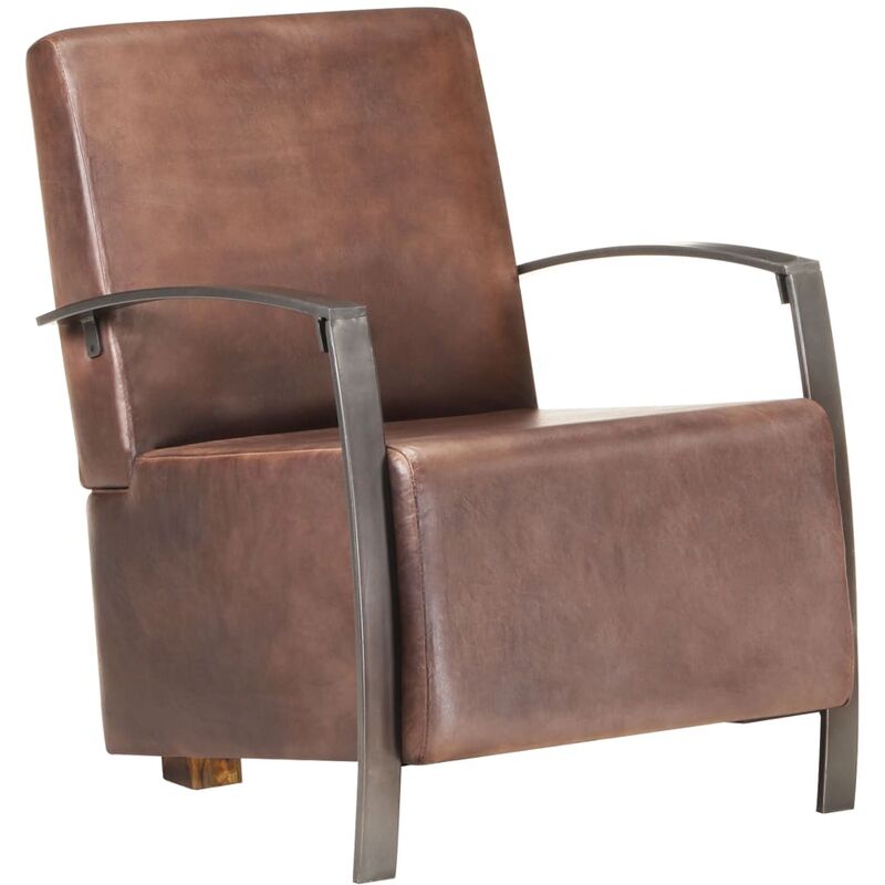 

Sillón de cuero auténtico marrón enevejecido