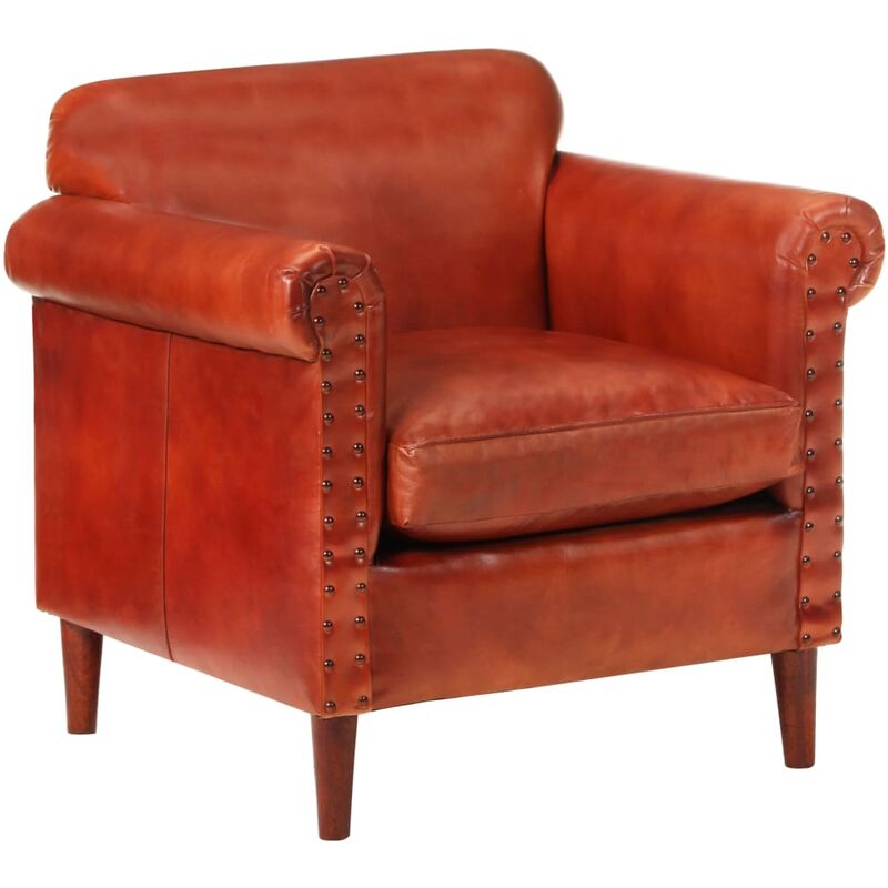 

Sillón de cuero auténtico marrón oscuro