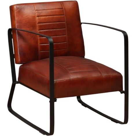 Sillón de cuero auténtico marrón vidaXL