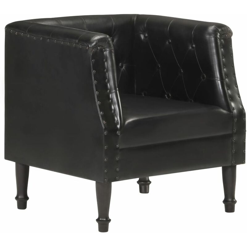 

Happyshopping - Sillon de cuero autentico negro