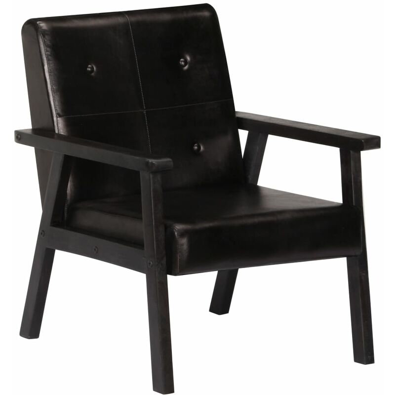 

Sillón de cuero auténtico negro