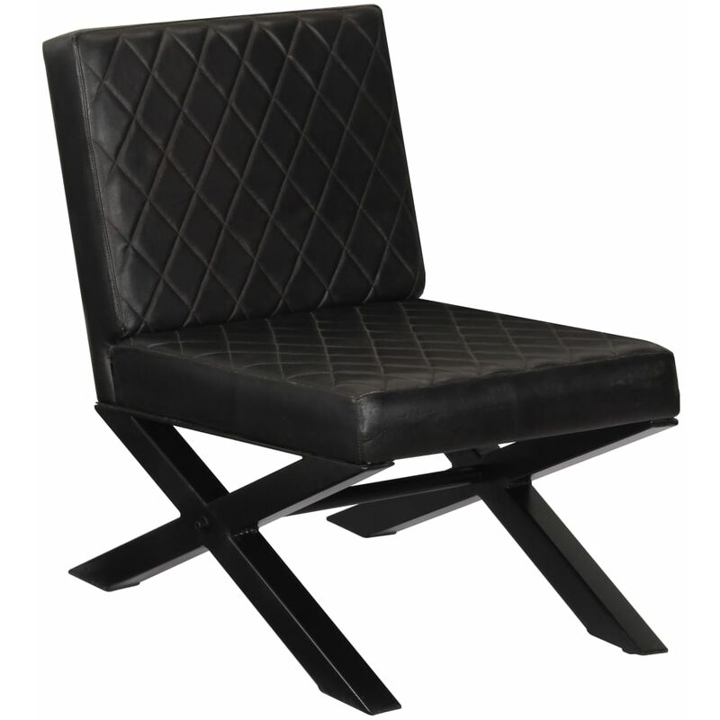

Sillón de cuero auténtico negro