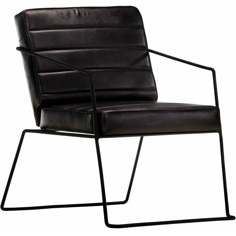 

Sillón de cuero auténtico negro