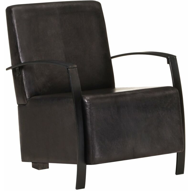 

Sillón de cuero auténtico negro