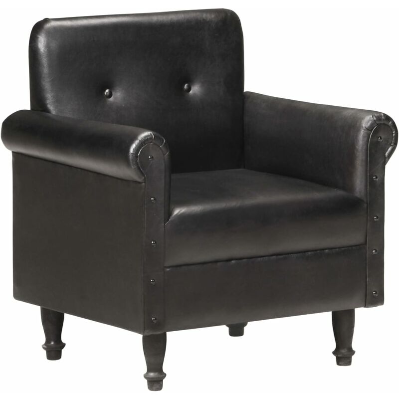 

Sillón de cuero auténtico negro