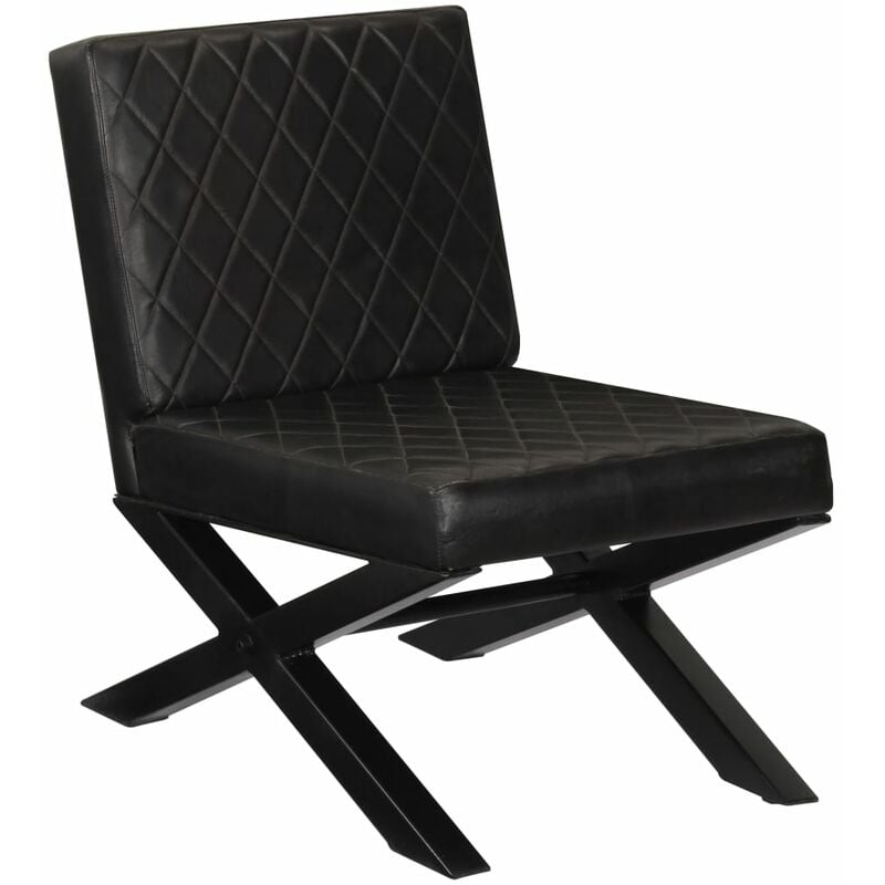 

Sillón de Cuero Auténtico Negro - Negro - Vidaxl