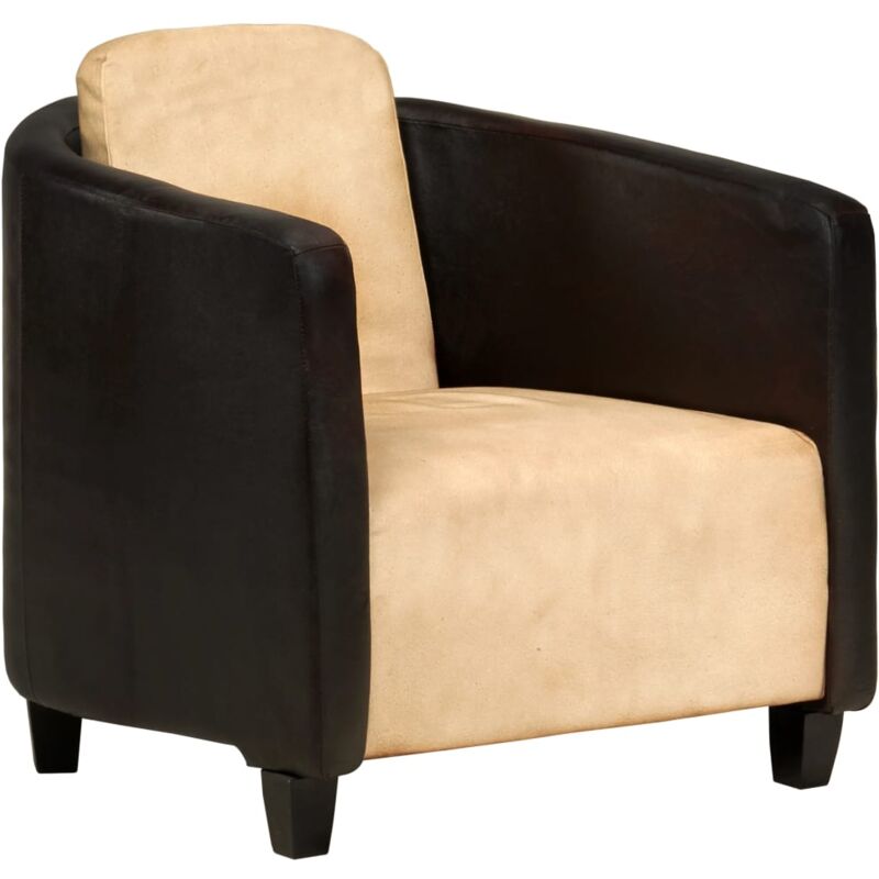 

Sillón de Cuero Auténtico Marrón Canela y Negro - Marrón - Vidaxl