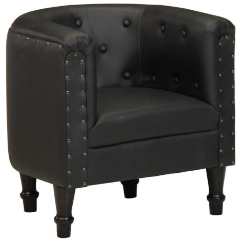 Sillón de cuero auténtico negro vidaXL