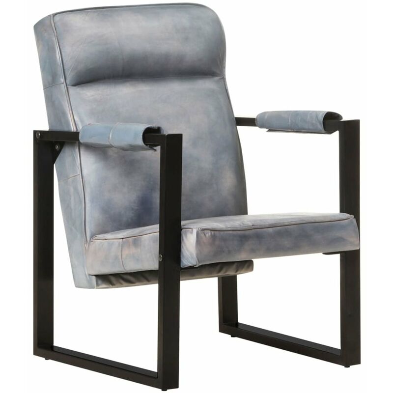

Happyshopping - Sillon de cuero de cabra real gris 60x75x90 cm