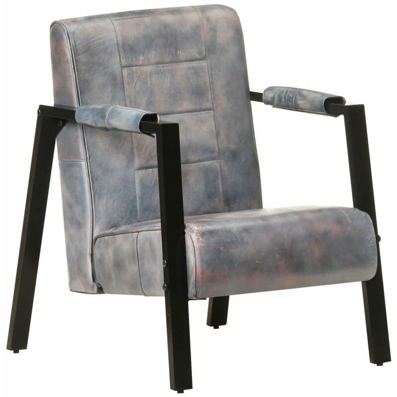 

Happyshopping - Sillon de cuero de cabra real gris 60x80x87 cm