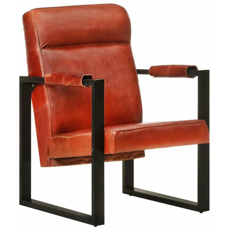 

Happyshopping - Sillon de cuero de cabra real marron oscuro 60x75x90 cm