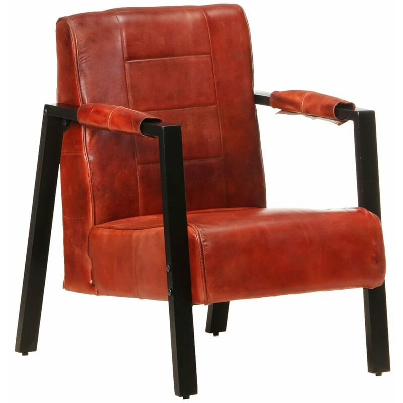 

Happyshopping - Sillon de cuero de cabra real marron oscuro 60x80x87 cm