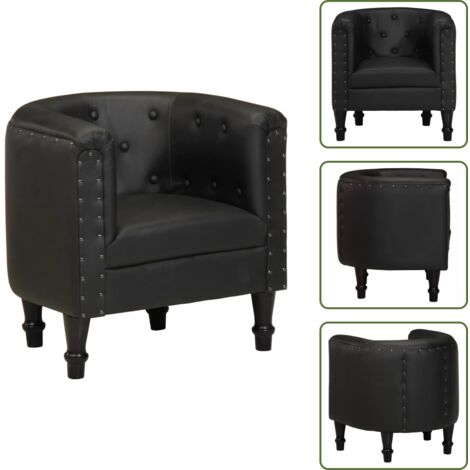 Sillón de cuero de cabra - vidaXL Sillón de cuero auténtico negro -