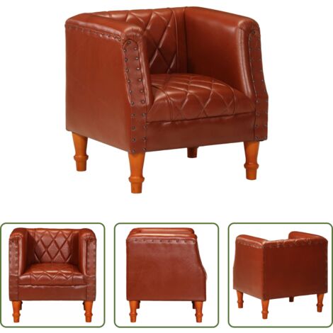 Sillón de cuero -  Sillón de cuero de cabra auténtico marrón