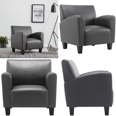 Sillón de cuero sintético gris - Sillón de relax - Sillón gris