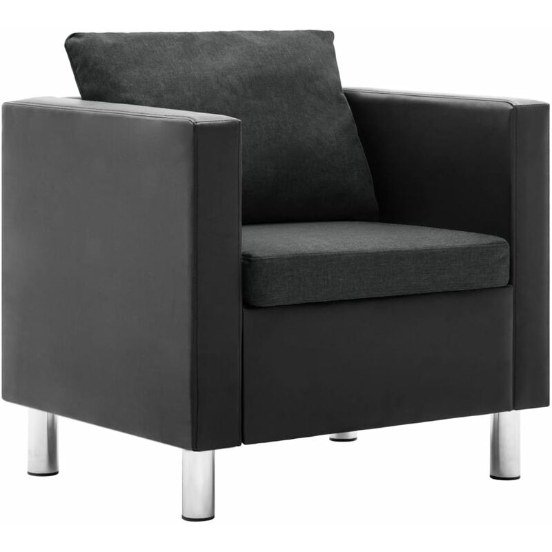 

Sillón de cuero sintético negro y gris oscuro