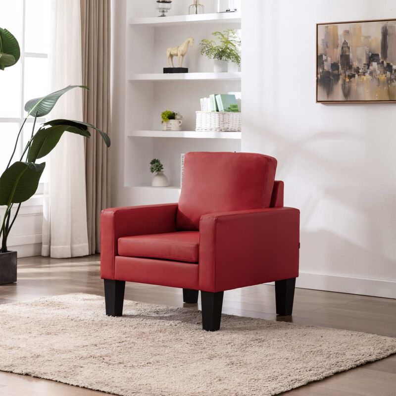 

Sillón de cuero sintético rojo