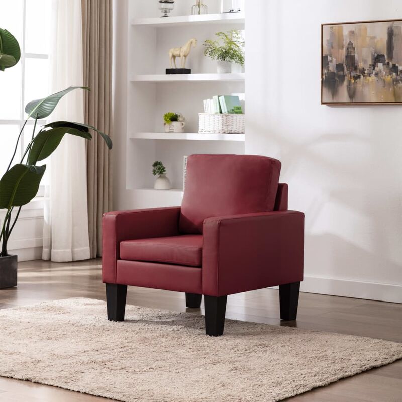 

Sillón de cuero sintético rojo vino tinto