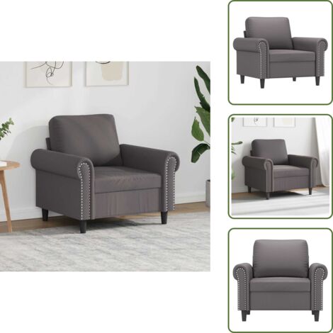 Sillón de cuero sintético - vidaXL Sillón cuero sintético gris 60 cm - Sillón de cuero sintético gris
