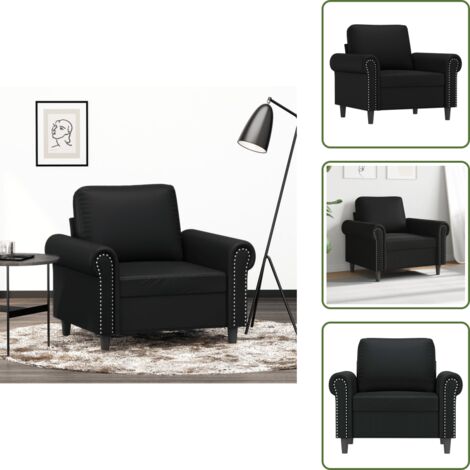 Sillón de cuero sintético - vidaXL Sillón cuero sintético negro 60 cm - Sillón de cuero sintético negro