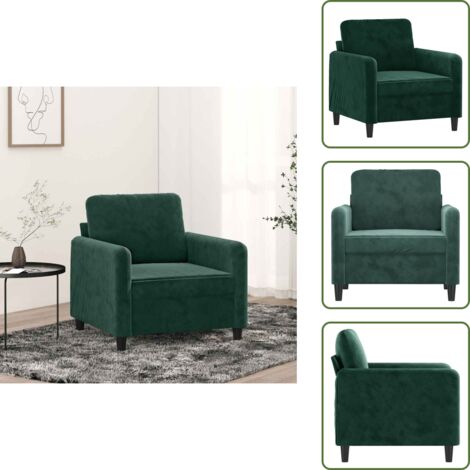 Sillón de cuero sintético - vidaXL Sillón de terciopelo verde oscuro 60 cm - Sillón de casa