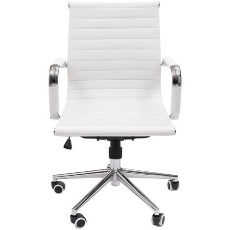 Sillón de despacho MANAGER, tapizado en polipiel, base color cromo, respaldo bajo, 64x62x88/98 cm  PP BLANCO