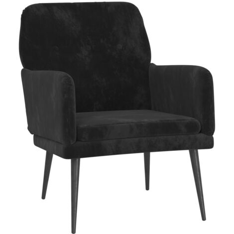 Sillón de diseño y moderno con reposabrazos 62 x 79 x 79 cm en terciopelo negro DEC028646
