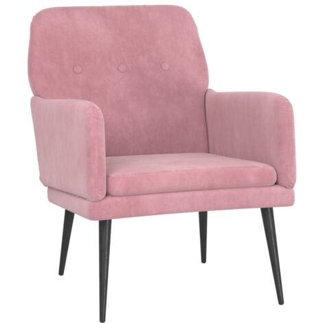 Sillón de diseño y moderno con reposabrazos 62 x 79 x 79 cm en terciopelo rosa DEC028663