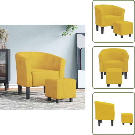 Sillón de dormitorio - vidaXL Sillón con taburete terciopelo amarillo - Sillón moderno