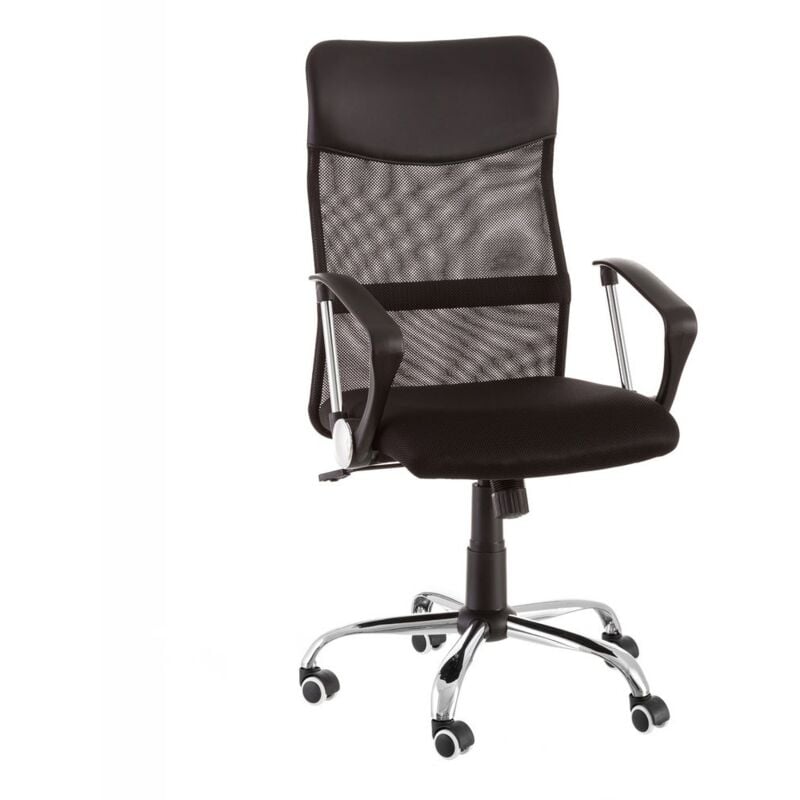 

Sillón de escritorio negro de metal con ruedas de 58x62x120cm