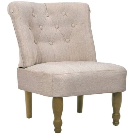Sillón de estilo francés de tela color crema vidaXL