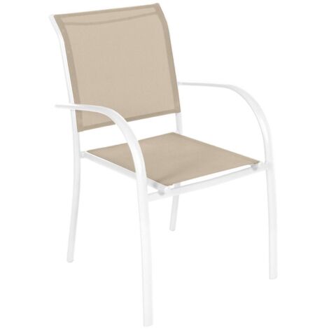 Sillón de jardín apilable piazza lino y blanco - Hespéride