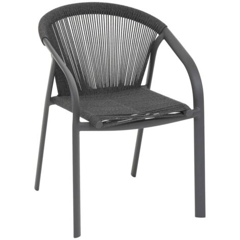 Sillón de jardín apilable Riu antracita y grafito de aluminio con revestimiento epoxi - Hespéride