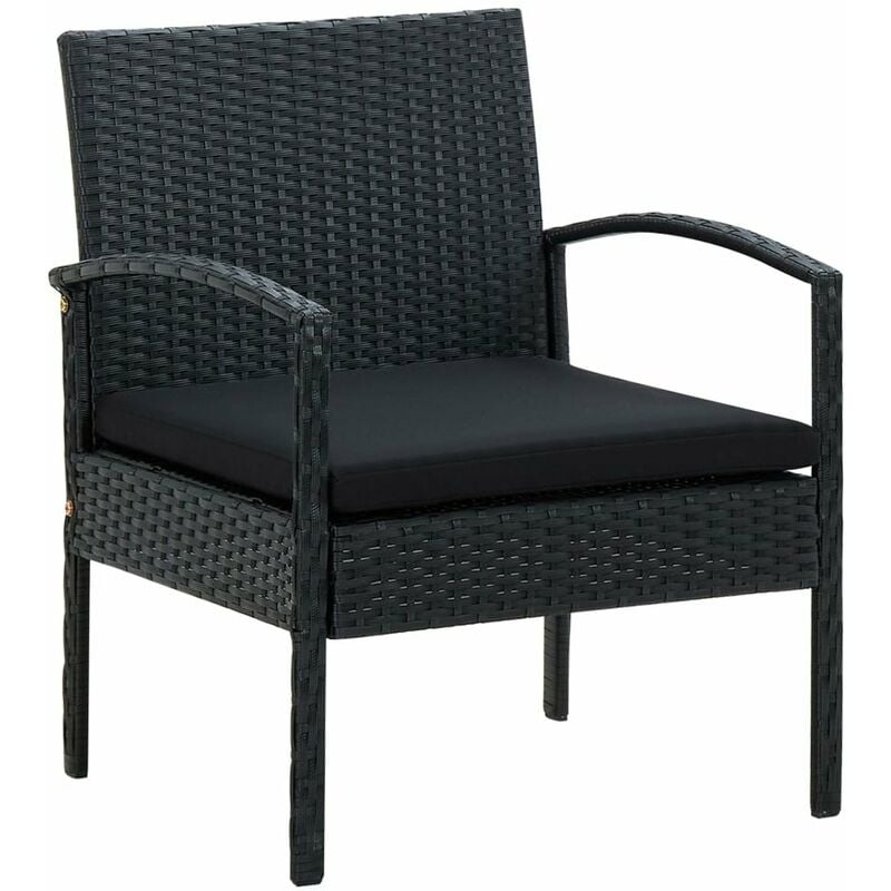 

Sillon de jardin con cojin ratan sintetico negro