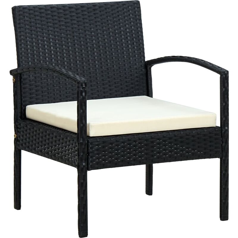 

Sillón de jardín con cojín ratán sintético negro