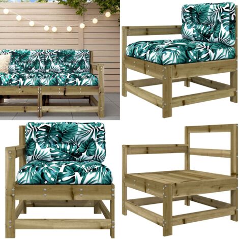 Sillón de jardín con cojines madera de pino impregnada - Cojín de madera - Silla de exterior