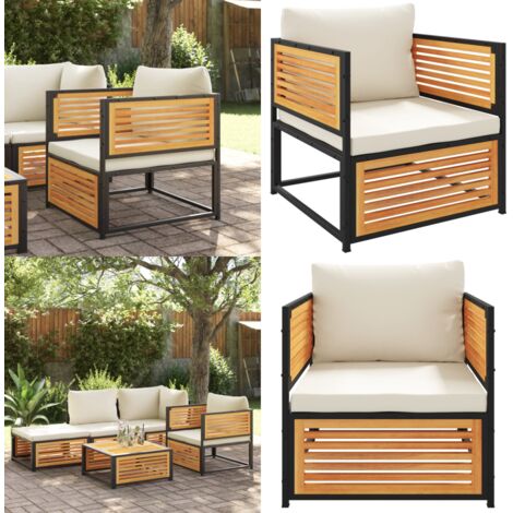 Sillón de jardín con cojines madera maciza de acacia - Cojín de asiento - Madera maciza
